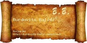 Burdovits Balló névjegykártya